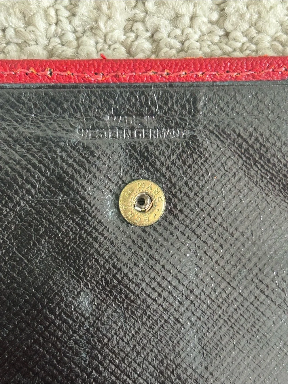 Vintage Genuine Cowhide West Germany Red Leather Bifold Travel Wallet *Rare*